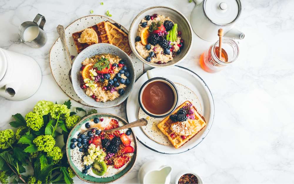 Productive morning routine breakfast