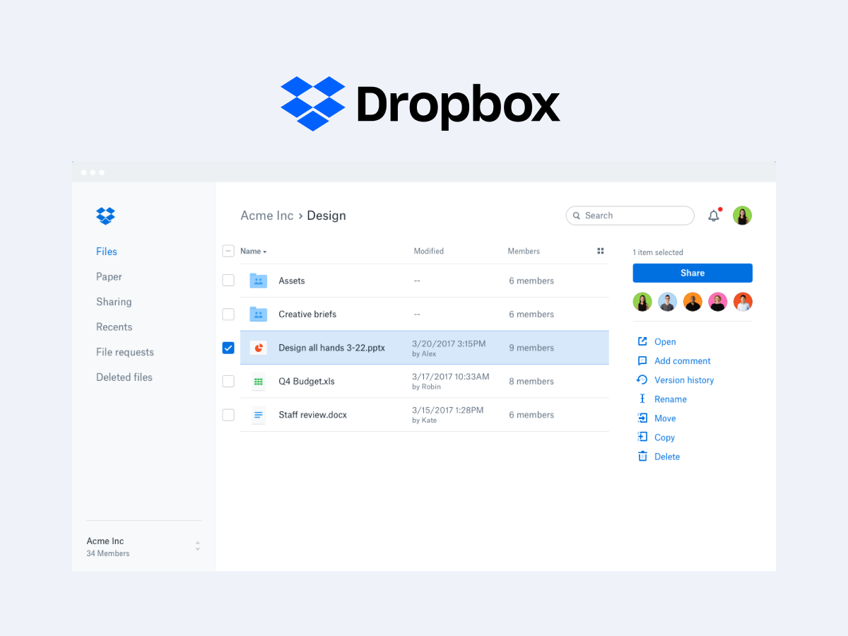 remote work tools dropbox