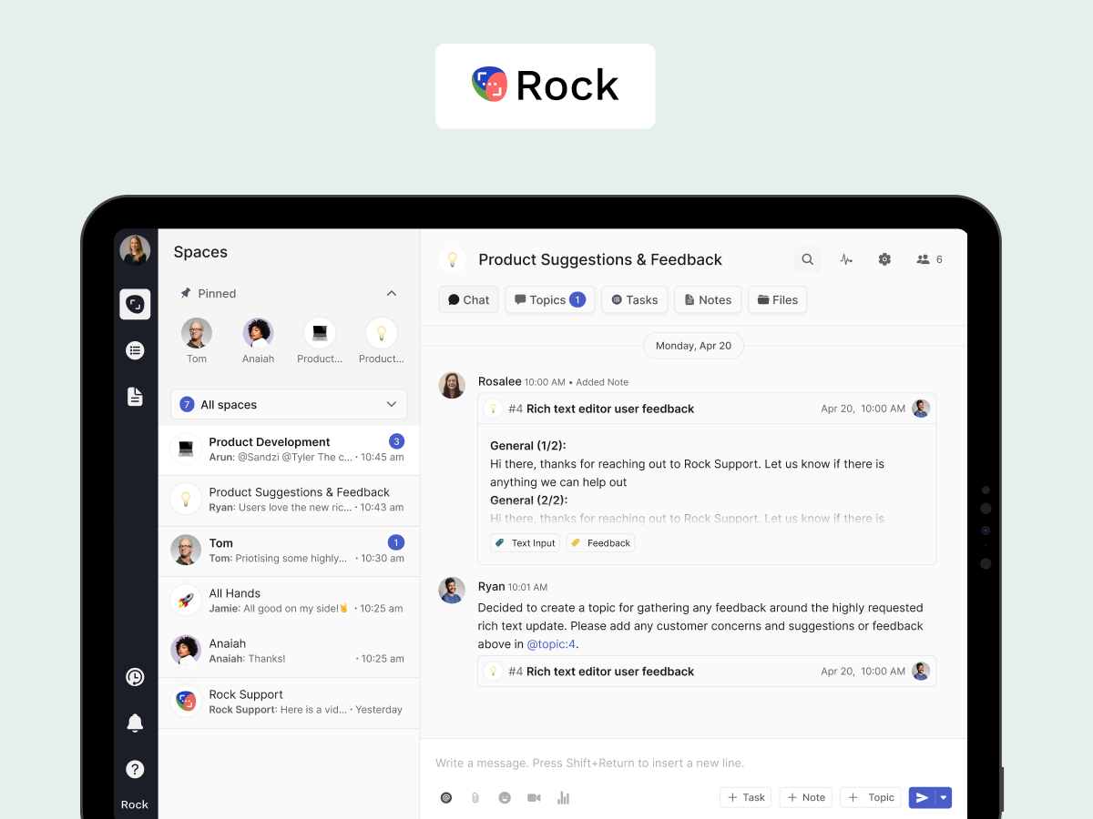 remote work tools messaging rock