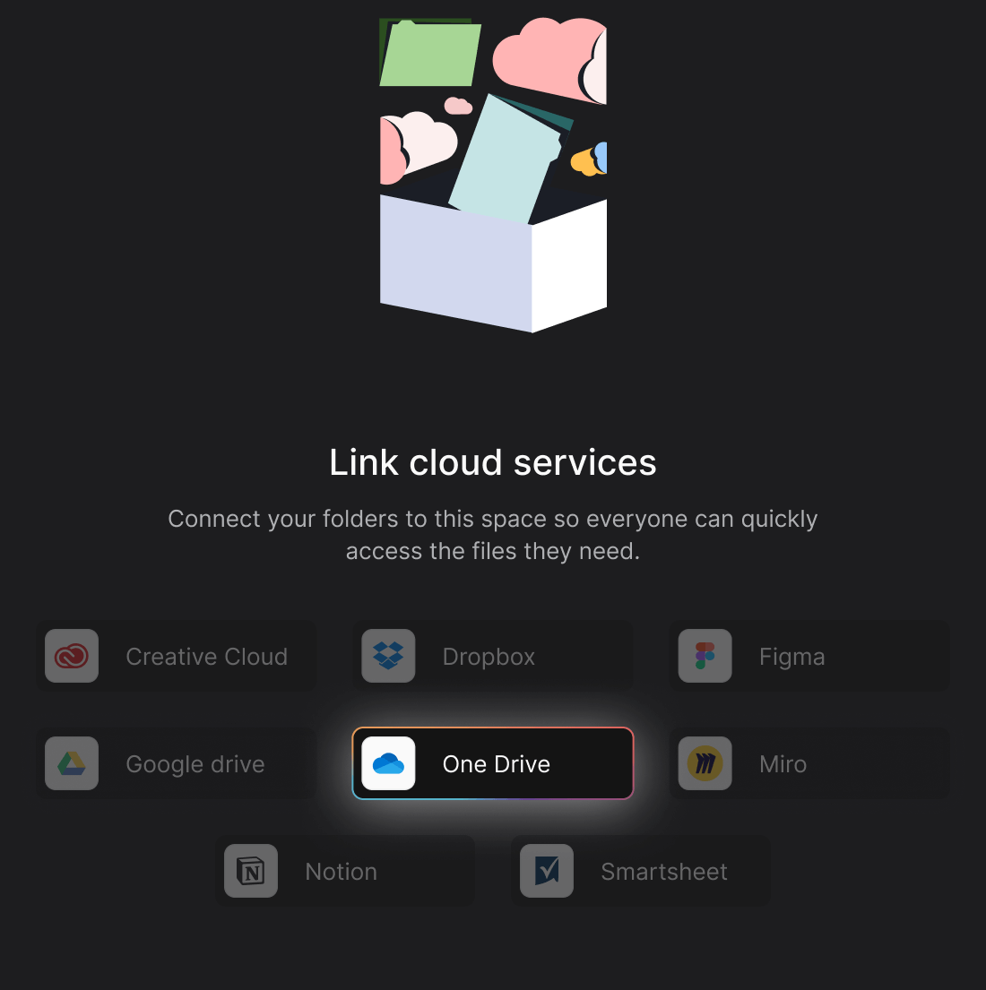 Rock cloud integration panel highlight OneDrive integration